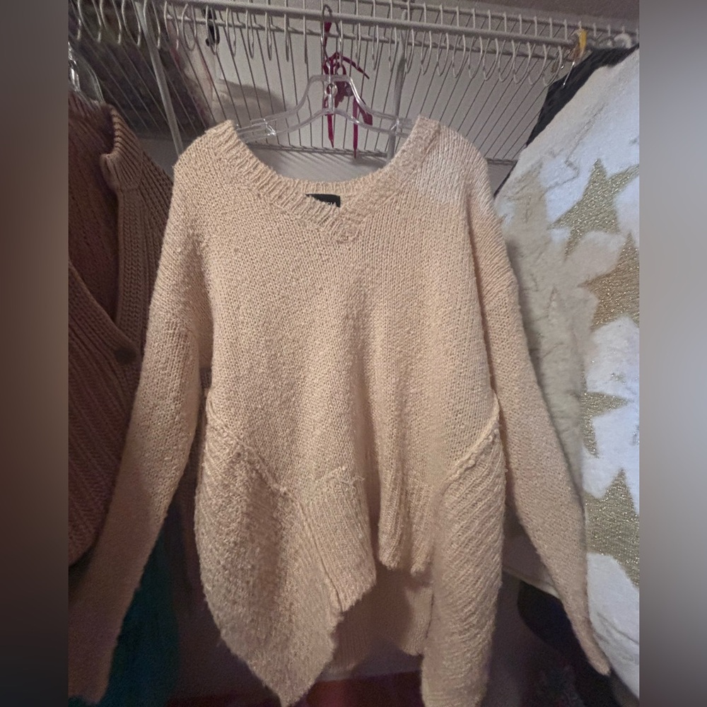 Cream Cable Knit Crew Neck Sweater